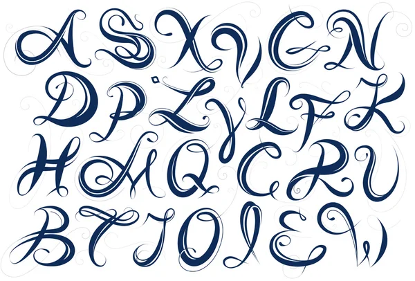 Letras mayúsculas del alfabeto manuscritas — Vector de stock