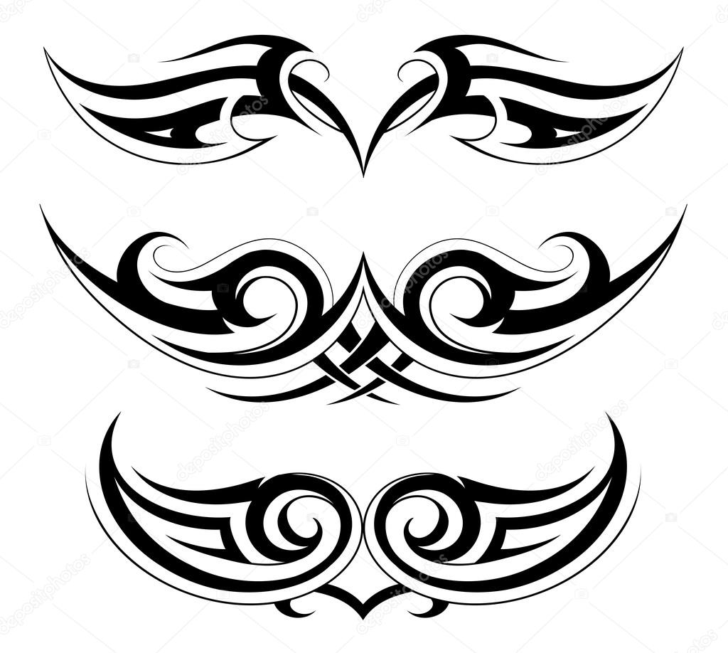 Set of tattoo shapes on symmetry basis