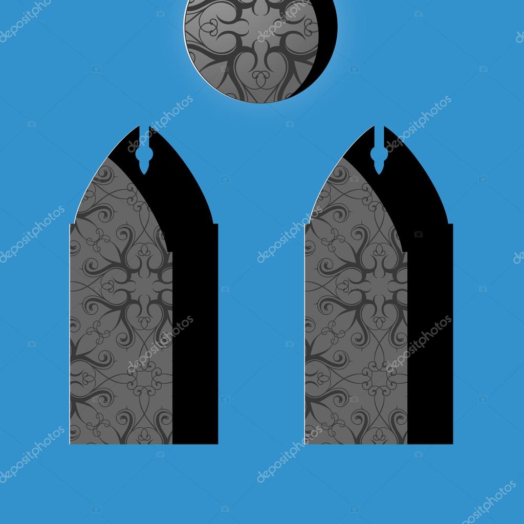 Kościół W Prosty Rysunek Rysunek Styl Okna Grafika