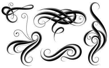 Calligrahic tasarım öğeleri kümesi