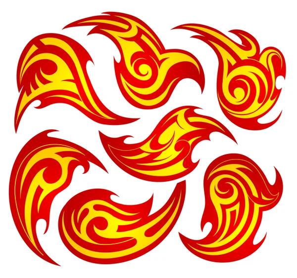 Φωτιά φλόγα τατουάζ σύνολο — Διανυσματικό Αρχείο
