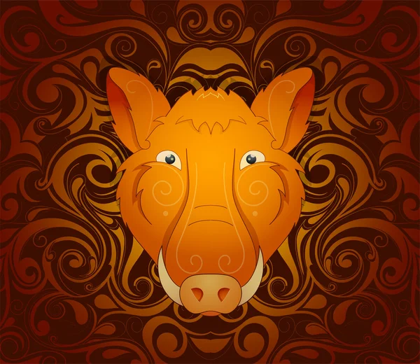 Dzika świnia jako symbol do roku 2019 — Wektor stockowy