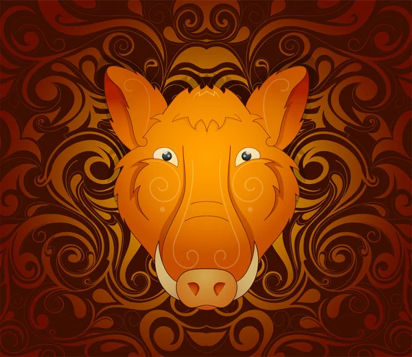 Cerdo jabalí como símbolo para el año 2019 — Vector de stock