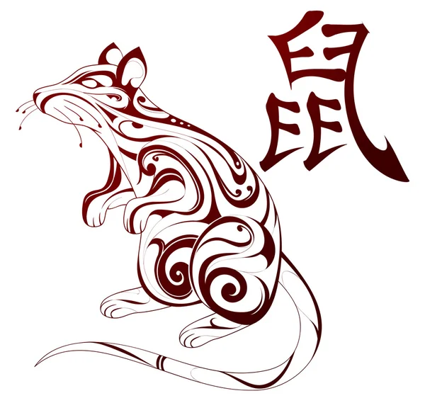 Tikus sebagai simbol untuk zodiak Cina - Stok Vektor
