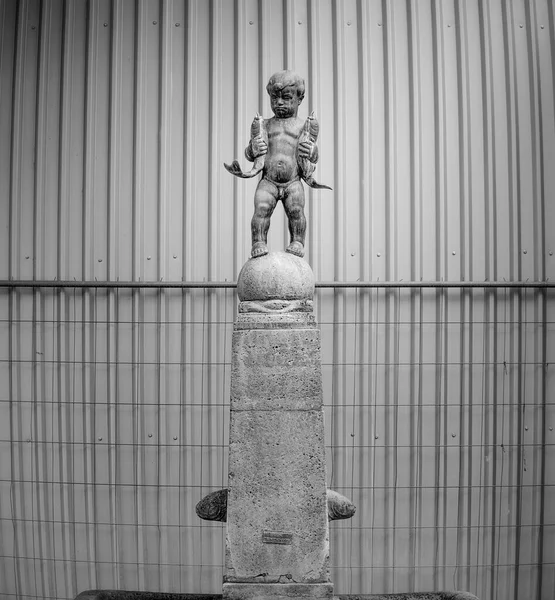 Aachen Germany October 2020 Fish Boy Fountain Bronze Sculpture Aachen — Stock Photo, Image