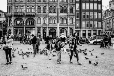 AMSTERDAM, NETHERLANDS. Haziran 06, 2021. Baraj Meydanı Şehrin güzel manzarası