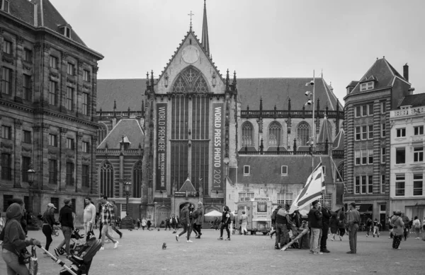 Amsterdam Netherlands Haziran 2021 Baraj Meydanı Şehrin Güzel Manzarası — Stok fotoğraf