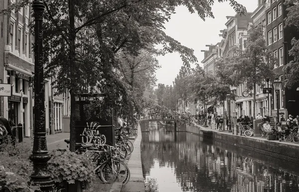 Amsterdam Hollandia 2021 Június Gyönyörű Kilátás Amszterdam Tipikus Holland Házak — Stock Fotó