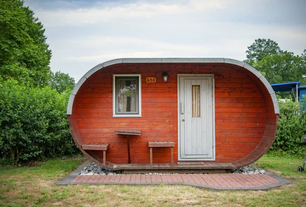 Versmold Německo Června 2021 Campingpark Sonnensee Malý Dřevěný Domek Lese — Stock fotografie