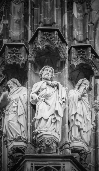 Aachen Allemagne Octobre 2020 Cathédrale Aix Chapelle Statues Saint Sur — Photo