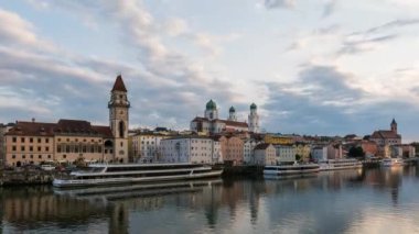 Time lapse Passau Danube with sunset