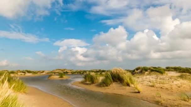 Časová prodleva dun, vody a mraků — Stock video