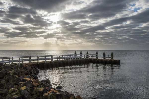 Afsluitdijk con Jetty y Sunrise — Foto de Stock