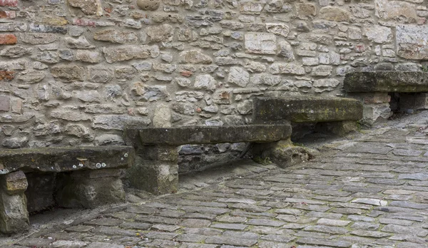 Old Stone Benches in Montechiaro d'Acqui, Italy — Stock Photo, Image