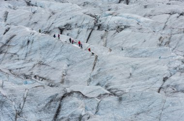 Skaftafellsjokull buzul yürüyüşçü, İzlanda ile