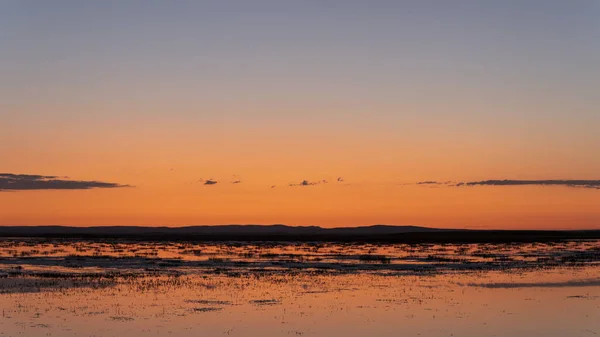 Lever Soleil Tsagaan Nuur Lac Avec Ciel Bleu Orane Dans — Photo