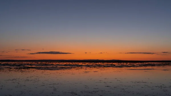 Lever Soleil Tsagaan Nuur Lac Avec Ciel Bleu Orane Dans — Photo