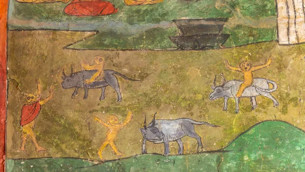 Kharakhorum Mongolie Août 2019 Peintures Dans Temple Monastère Bouddhiste Erdene — Photo