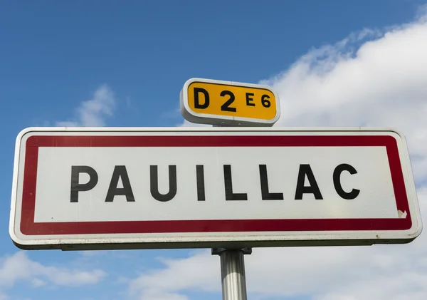 Verkehrsschild Stadt pauillac Stadt des Weins — Stockfoto