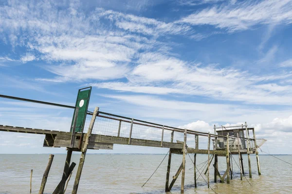 Jetty com porta para a pesca Gironde — Fotografia de Stock