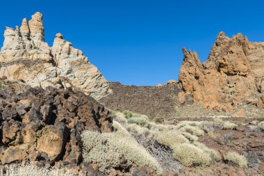 Lav akışı ve kayalar Ulusal El Teide Park