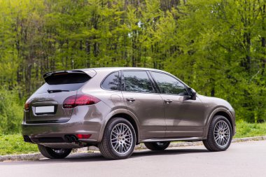 Kiev, Ukrayna - 5 Mayıs 2016: Photoshoot Porsche Cayenne