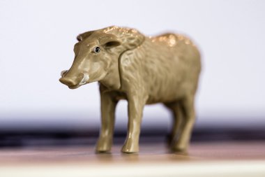 Domuz oyuncak makroyu kapatın