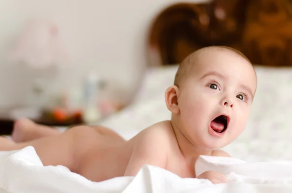 Baby in bed — Stock Photo, Image