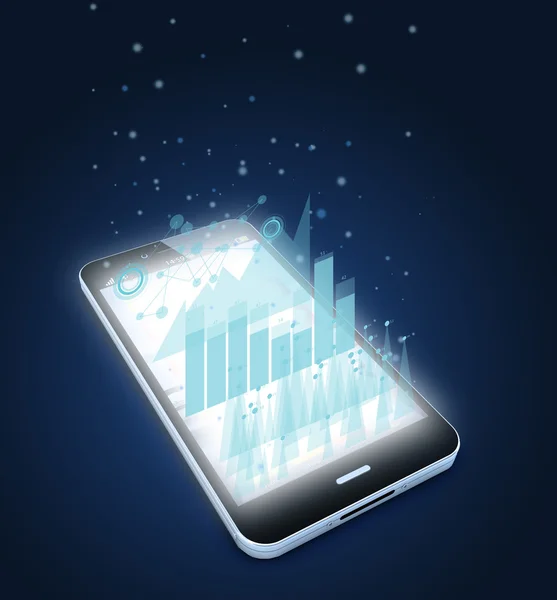 Smartphone med grafer på skärmen — Stockfoto
