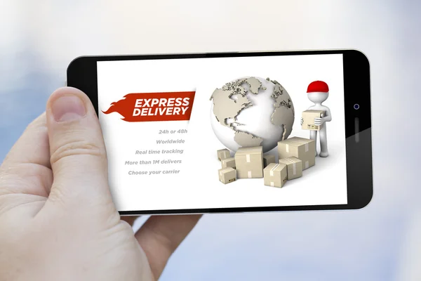 Expresslieferung per Smartphone — Stockfoto