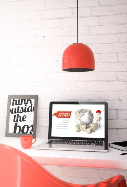 Masaüstü teslim Web sitesi gösterilen dizüstü bilgisayar ile