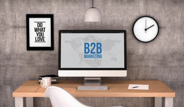 Bureau avec concept b2b sur ordinateur à l'écran — Photo