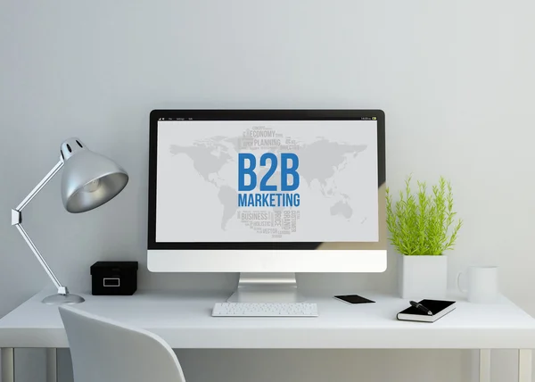 Espaço de trabalho com conceito b2b na tela — Fotografia de Stock