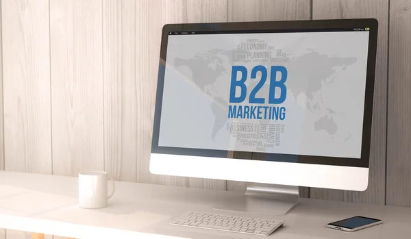 Espacio de trabajo con concepto de marketing b2b en pantalla — Foto de Stock