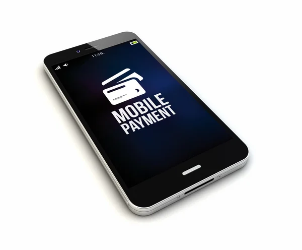 Smartphone con renderizado de pago móvil en pantalla — Foto de Stock