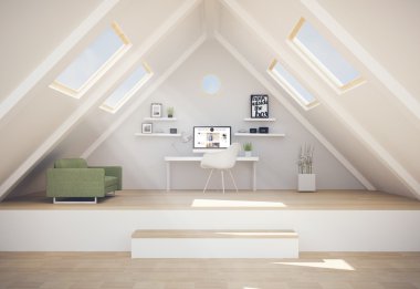 çatı stüdyo bilgisayar ekranında blog ile