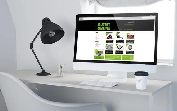 Bureaublad werkruimte rendering online outlet — Stockfoto