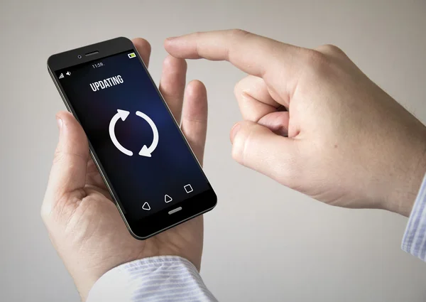 Smartphone touchscreen com atualização na tela — Fotografia de Stock