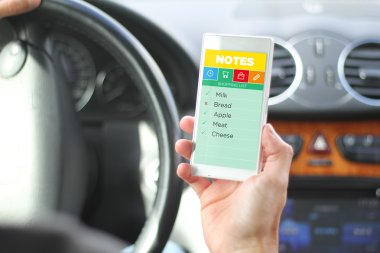 Erkek el ile Not uygulaması ile smartphone