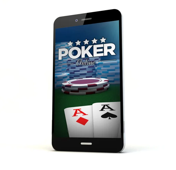 Telefono con poker online sullo schermo — Foto Stock