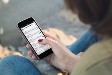 İş Web sitesi ile Smartphone tutan kadın