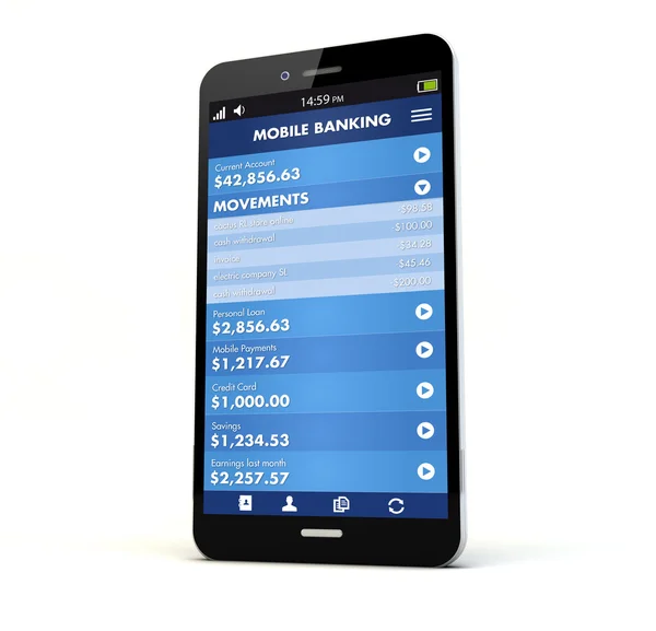 Telefon med internetbank på skärmen — Stockfoto