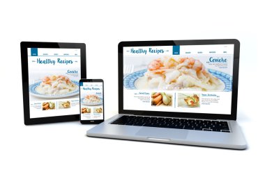  duyarlı tarifleri Web sitesinde ekranlar