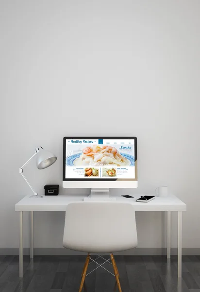 workspace with healthy recipes website
