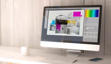 ekranda grafik tasarım yazılımı ile çalışma alanı
