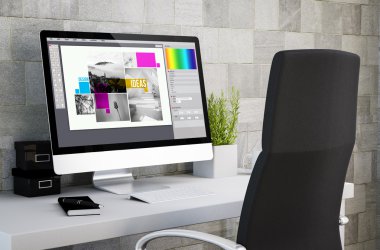 bilgisayar ekranında grafik tasarım yazılımları
