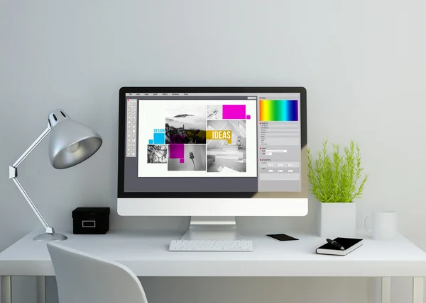 Graphic design software on computer screen — Stock Photo, Image