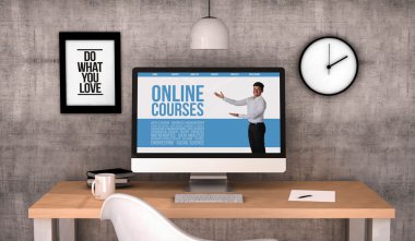 Masaüstü ekran üzerinde online kurslar ile