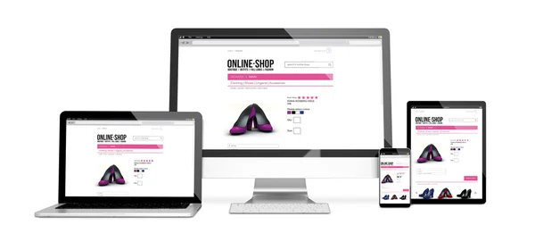 Dispositivi con responsive online shop design — Foto Stock