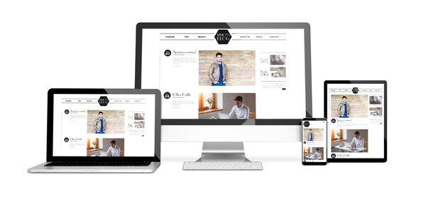 devices showing responsive blog on screens